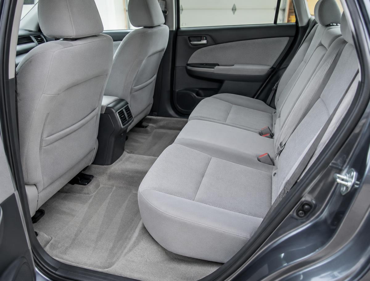 Clean light gray fabric seats and carpet