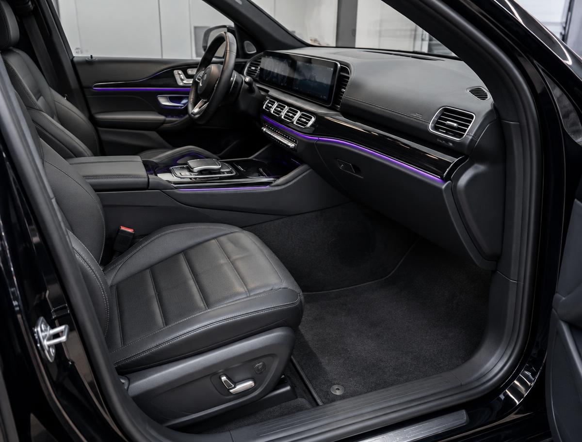 Spotless black luxury car interior
